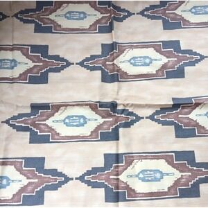 VTG CROSCILL Southwest Cotton Fabric Beige Pastels Aztec Quilt Craft 36" X 44"